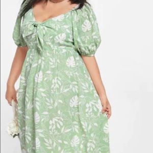 BLOOMCHIC Women’s Plus Off Shoulder Tropical Midi dress green